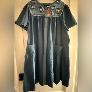 NWT Go Softly Patio Short-Sleeved Chambray House Dress
